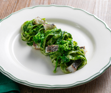 Pasta met raapstelen en ombrina