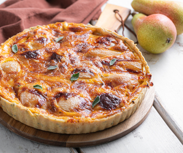 Quiche met peer, salie en fontina